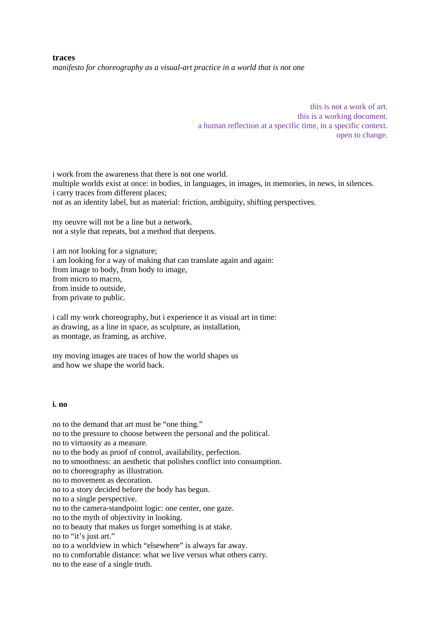 First page of Traces — open the full manifesto